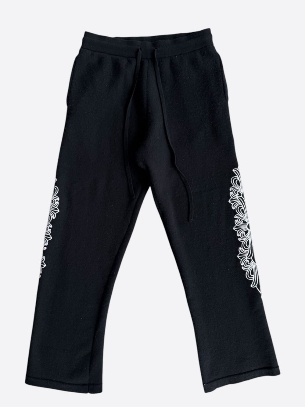 Chrome Hearts Black & White Floral Embroidered Cashmere Sweatpants